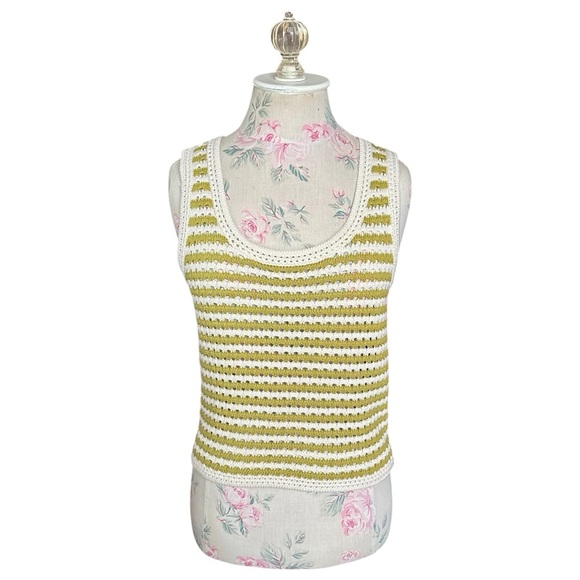 Striped Crochet Knit Tank Top in Kiwi by Blu Pepper Woman’s Small - Picture 7 of 11